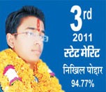 Nikhil Poddar — 3rd Rank, State Merit — 94.77%