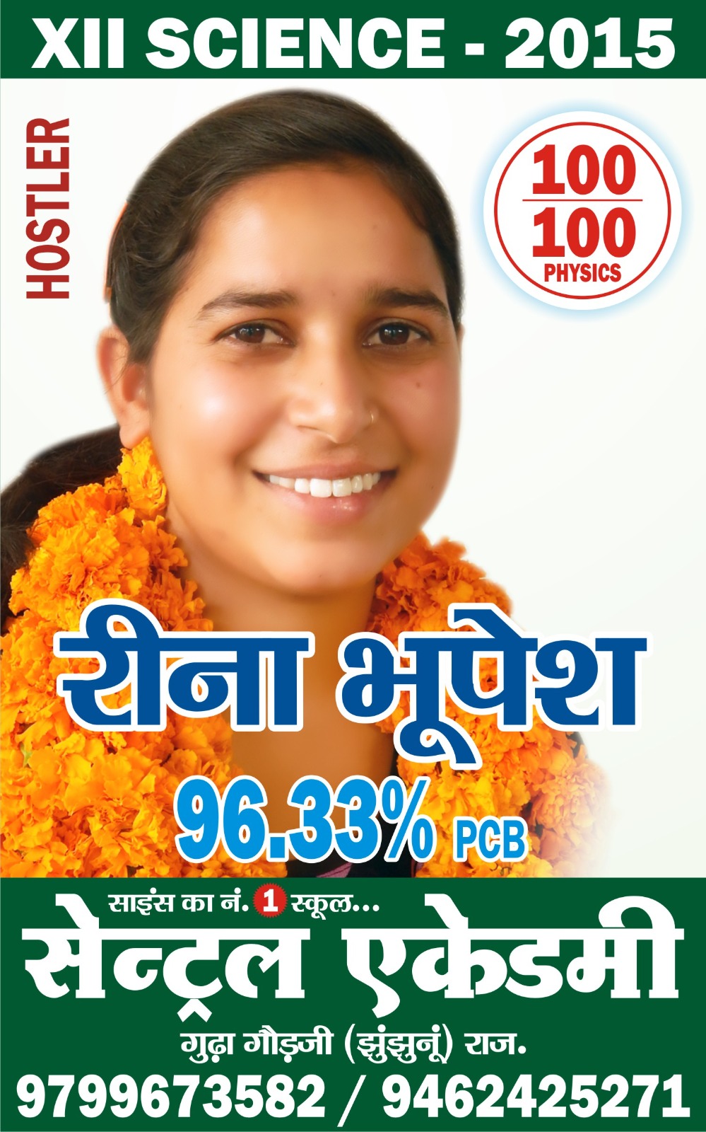 Reena Bhupesh — XII Science (PCB) — 96.33%